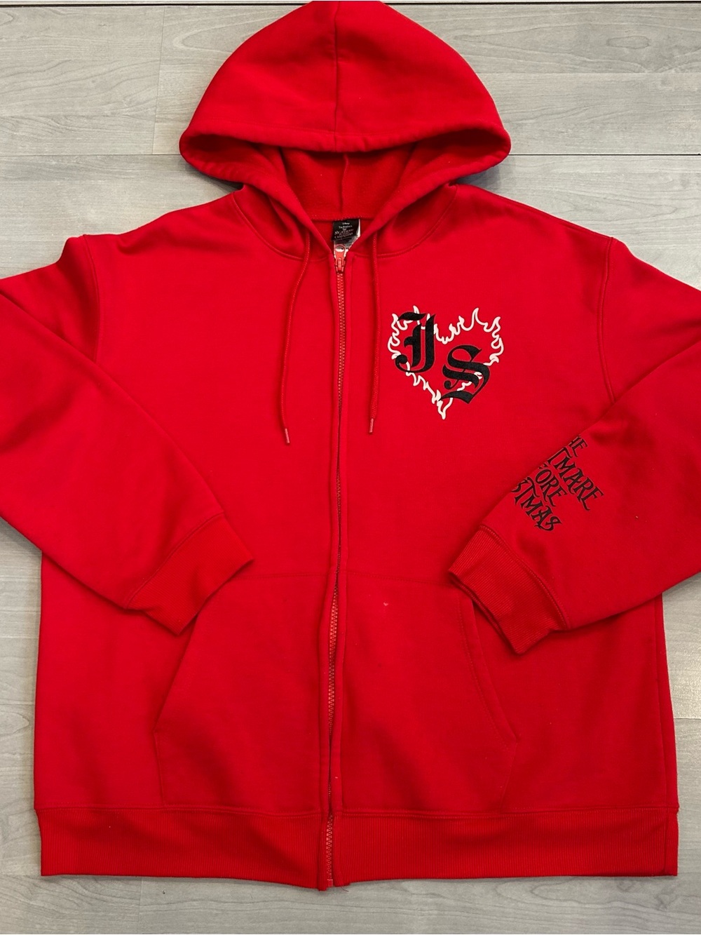 Nightmare Before Christmas Misfit Love RED XL 15-17 Zip Up Hoodie Jack & Sally